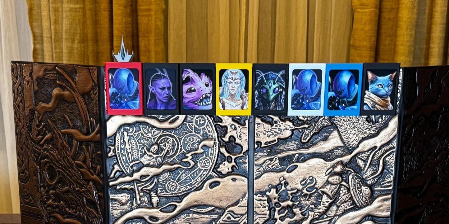 GM Screen Portrait Initiative Tracker  Magnetic Turn Marker & Art Standees - Eagle and Crown